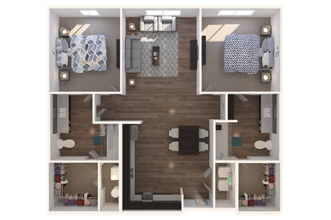 Lofts at Jefferson Station 2 Bedroom 2 Bath Floor Plan